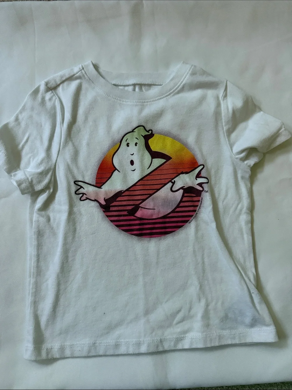 Old Navy White Kids Pajama Top with Colorful Ghost Sunset Graphic